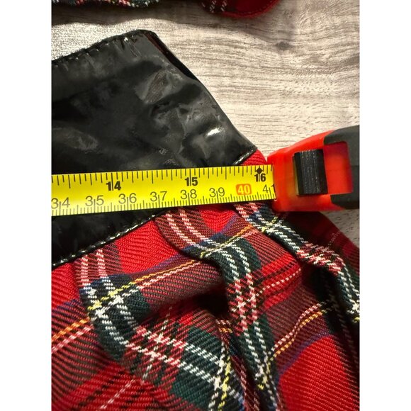 Vtg Foreplay Red Plaid Skirt & Top Set  Black Lace Cross Accents M/L Punk grunge - Picture 4 of 13